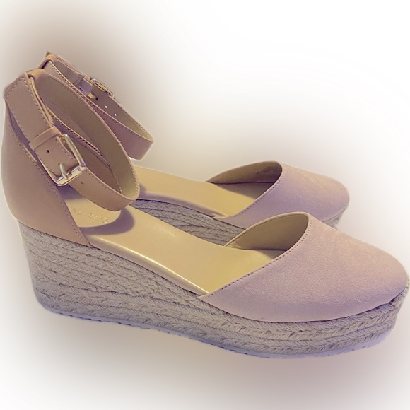 Nine West Shoes - Nine West Womens Ariela Espadrille Buckle Wedge Sandals Blush Pnk Size 10